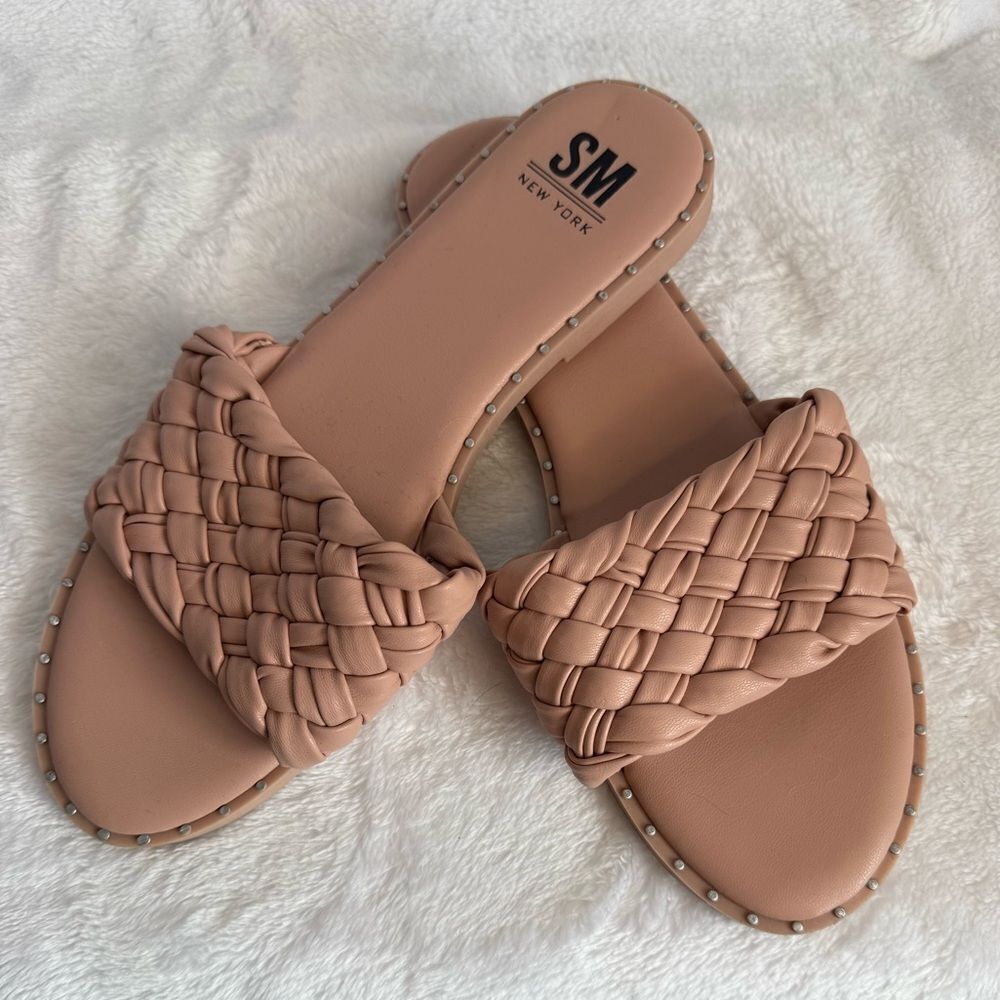 SM New York Woven Slide Sandals - Dusty Rose